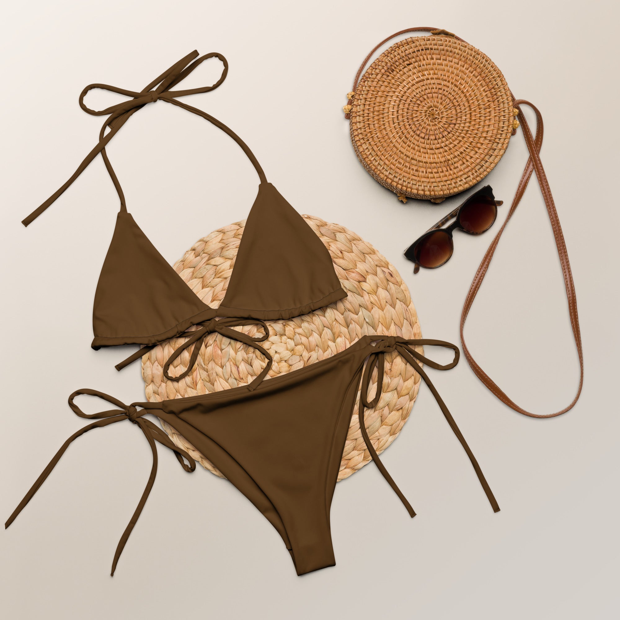 Seductive Beach Vibes Brown String Bikini